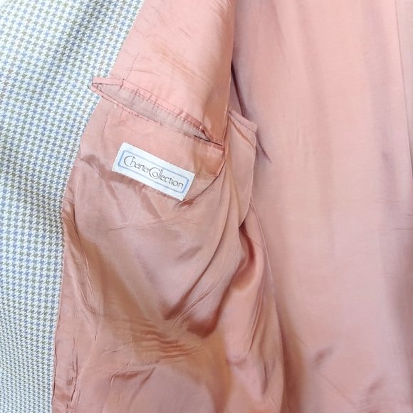 Abraham Moon Vintage Houndstooth Unionmade Silk & Wool Suit Jacket - Picture 13 of 14